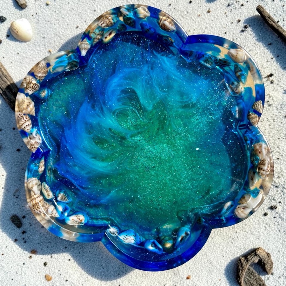 Handmade resin Ocean Blue Resin Decorative tray